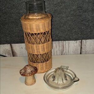 Woven Rattan Glass Vase